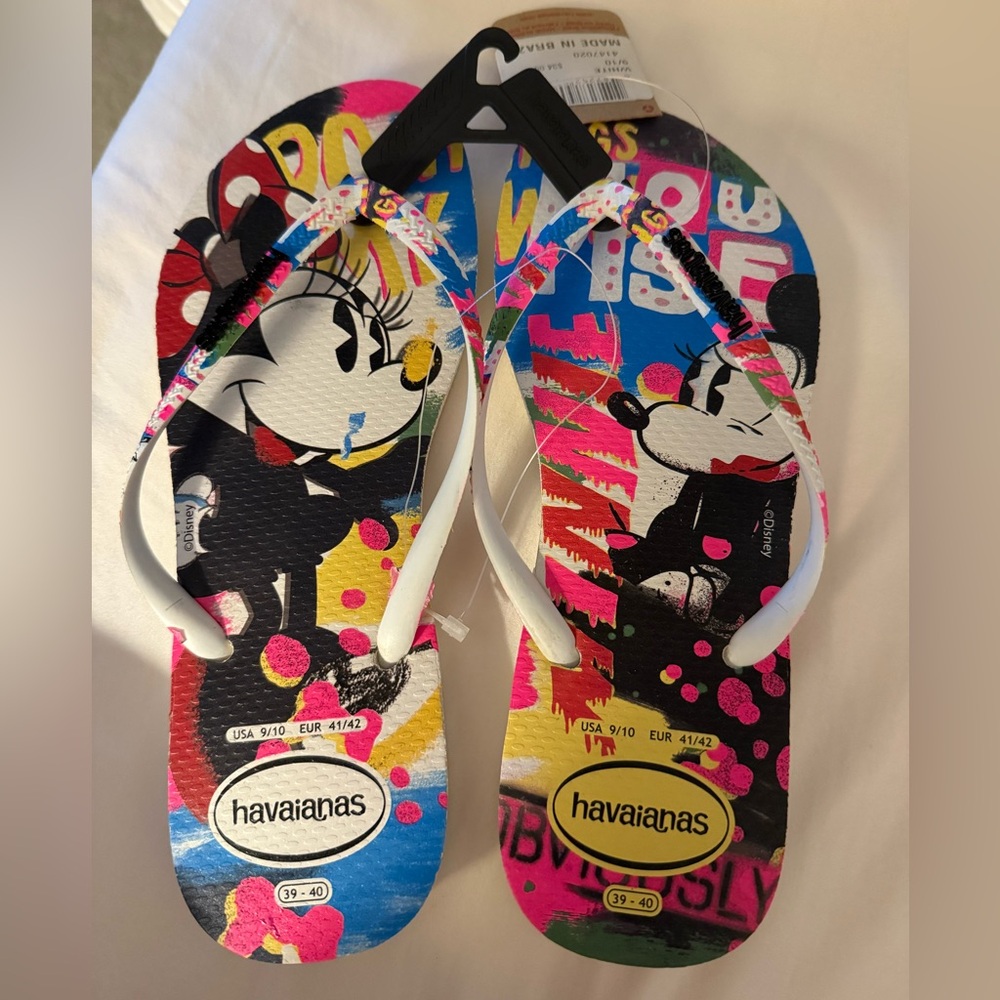 Havaianas Top Slim Disney Flip Flops/Minnie & Mickey. New with tags
